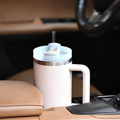 Stainless Steel Double Wall Insulated Tumbler with Handle - 40 oz Stainless Steel Double Wall Insulated Tumbler with Handle - 40 oz