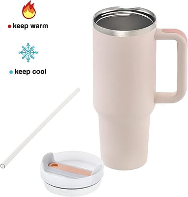 Stainless Steel Double Wall Insulated Tumbler with Handle - 40 oz Stainless Steel Double Wall Insulated Tumbler with Handle - 40 oz