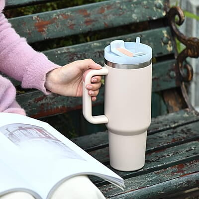 Stainless Steel Double Wall Insulated Tumbler with Handle - 40 oz Stainless Steel Double Wall Insulated Tumbler with Handle - 40 oz