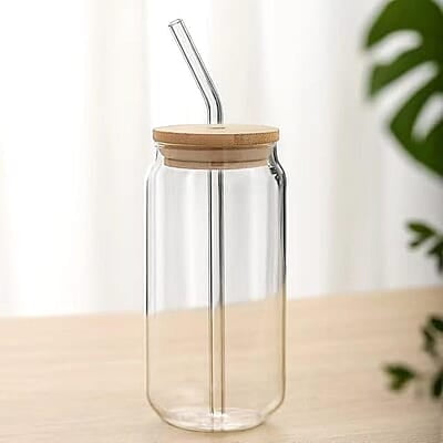 Glass Cups with Lids and Straws - 16oz