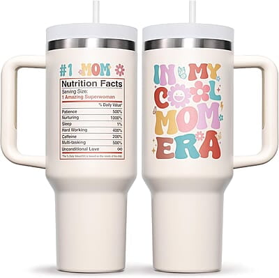 Cool Mum Stainless Steel Double Wall Insulated Tumbler with Handle - 40 oz