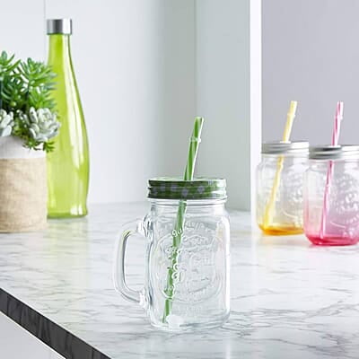 Mason Jar with Straw