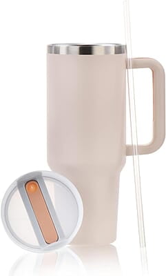 Stainless Steel Double Wall Insulated Tumbler with Handle - 40 oz Stainless Steel Double Wall Insulated Tumbler with Handle - 40 oz